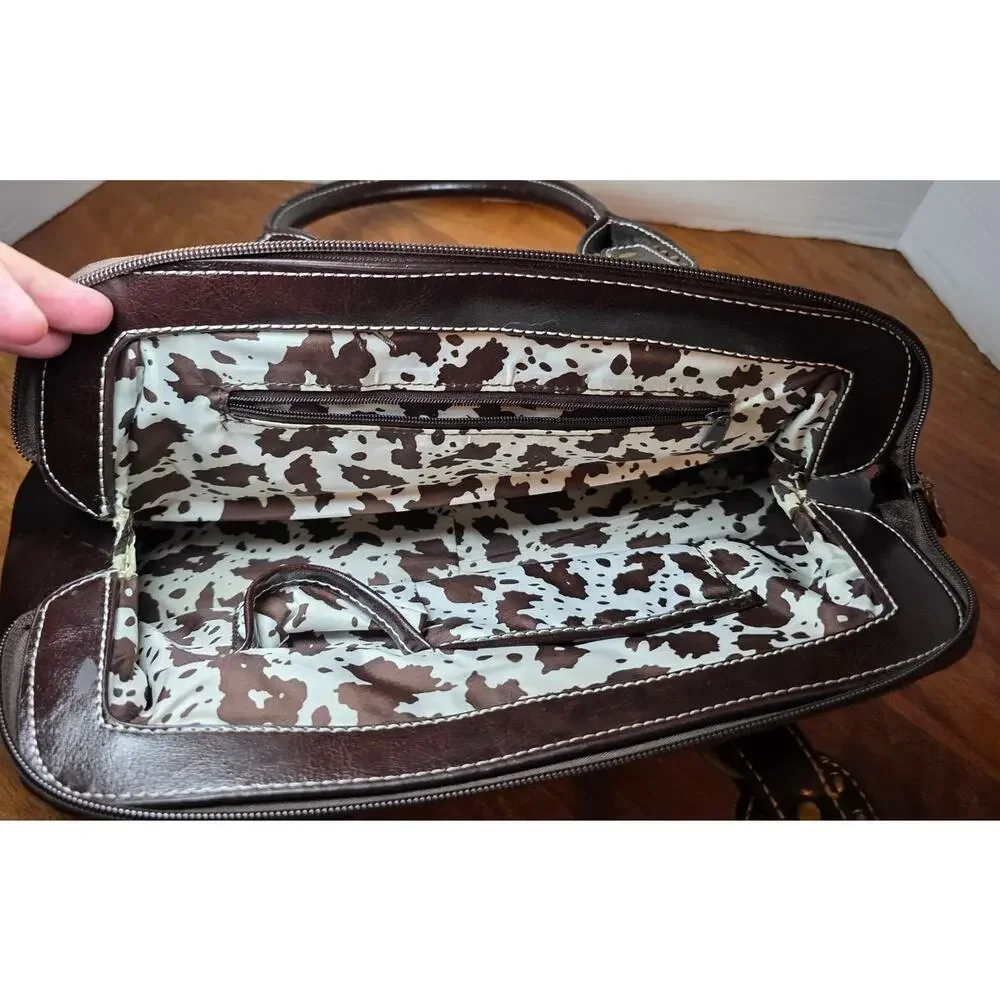 Western Studded Horseshoe Handbag Satchel Purse Croc Embossed Cowhide
